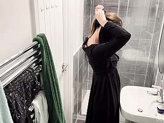 OMG!!! Minuscule cam upon AIRBNB apartment throw a spanner into the works muslim arab explicit upon hijab pretty shower and masturbate